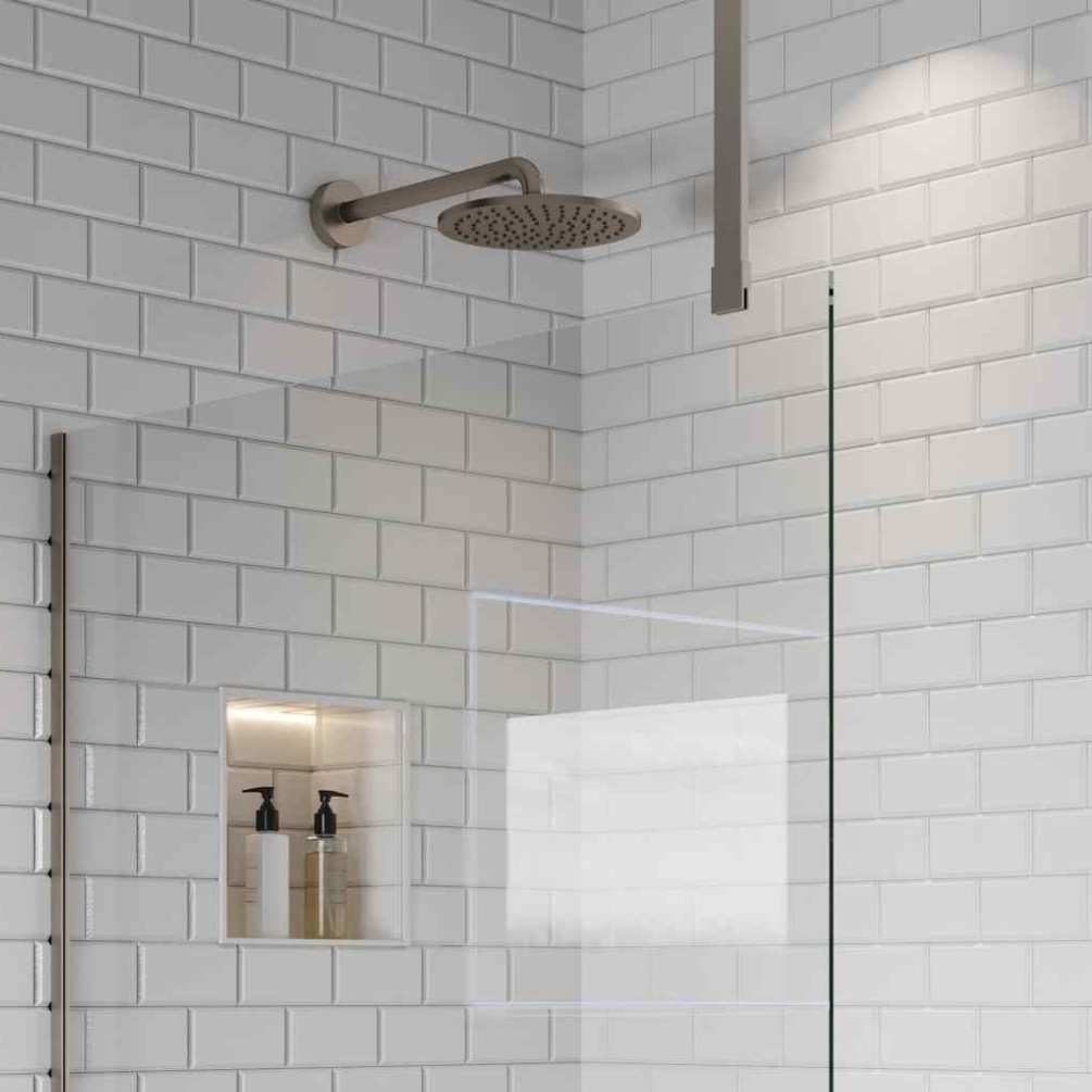 Product Lifestyle image of the Abacus Brushed Nickel Ceiling Mounted Bracing Bar